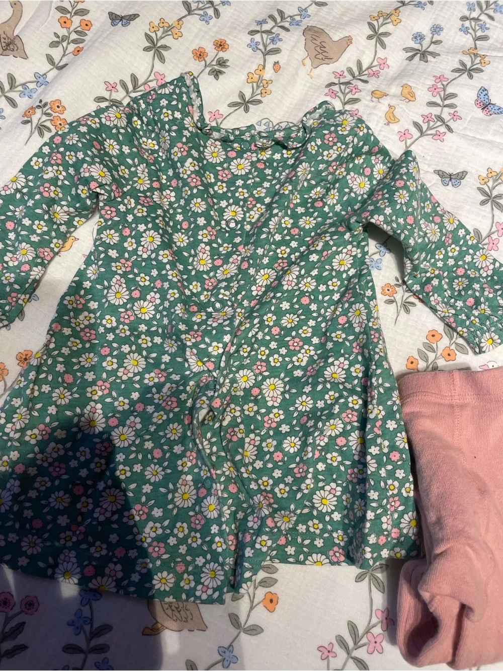 EUC Baby Boden Floral Dress and Tights 3-6 months